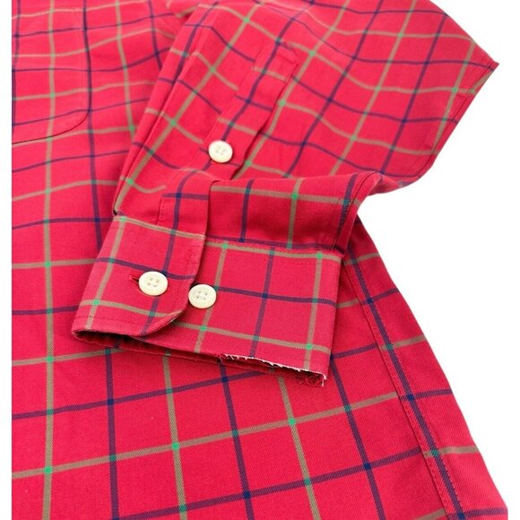 Vintage Orvis Mens Button Down Shirt Size Large Red Plaid - Picture 7 of 7